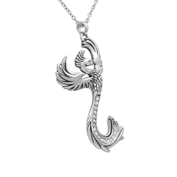 Phoenix Necklace with 17 Austrian Crystals- Bird of Paradise-NWT Stainless - Picture 2 of 6